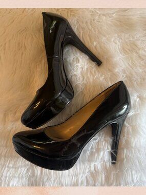 Nine West Black Patent Leather Platform Heels